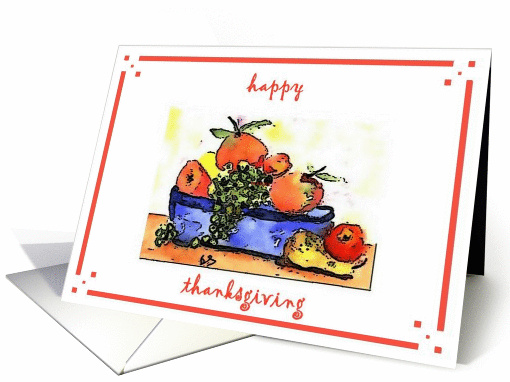 pumpkin and fruit still life happy thanksgiving card (235314)