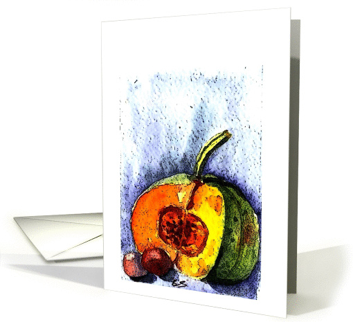 pumpkin and plums still life card (235324)