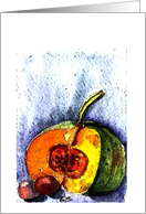 pumpkin and plums still life card