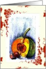 pumpkin and plums still life red border card