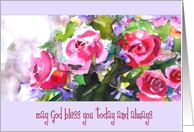 rose lavander bouquet may god bless you today and always card