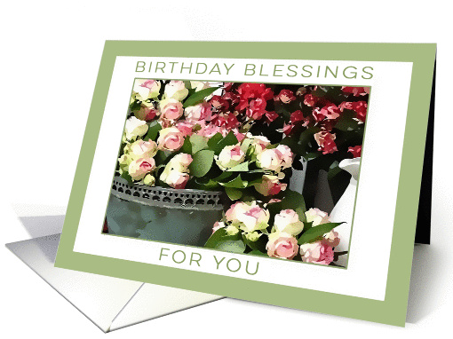 Birthday Blessings, Red, Pink and White Roses card (236709)