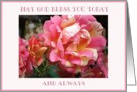 old english rose pink photography bouquet may god bless you today and always card