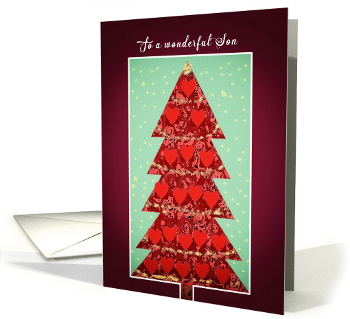 To a wonderful Son, Merry Christmas, Tree with Hearts card (236984)