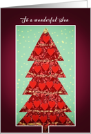 To a wonderful Son, Merry Christmas, Tree with Hearts card