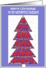 to my wonderful husband blue merry christmas christmas tree with hearts card