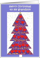 to my grandson blue merry christmas christmas tree with hearts card
