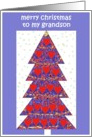 to my grandson blue merry christmas christmas tree with hearts card