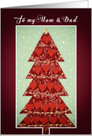 Mom and Dad, Merry Christmas, Tree with Hearts card