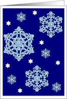 season’s greetings snowflakes dark blue card