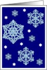 season’s greetings snowflakes dark blue card