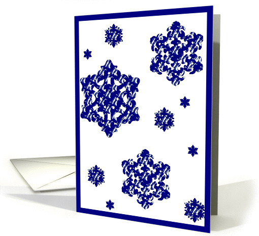 season's greetings snowflakes white blue card (239303)