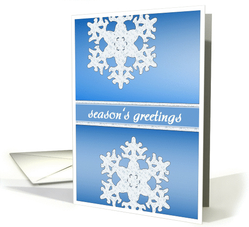 season's greetings starry snowflakes white blue card (239311)