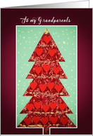 Merry Christmas to my Grandparents, Tree with Hearts card