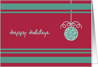 happy holidays, Business Christmas card, red & green, ornament card