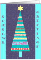 season’s greetings pastel turquoise christmastree card