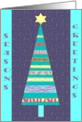season’s greetings pastel turquoise christmastree card