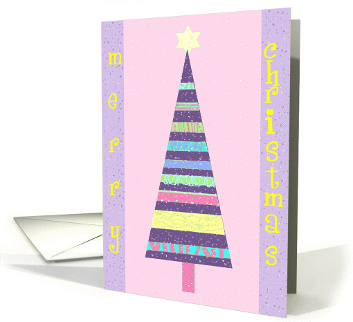 merry christmas pastel pink christmastree card (240549)