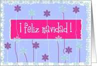 snowflake flowers feliz navidad card