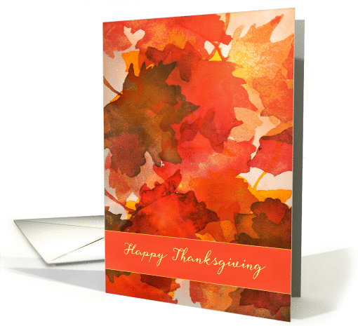 Happy Thanksgiving, Watercolor Painting, Fall Leaves card (241207)