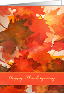 Happy Thanksgiving, Watercolor Painting, Fall Leaves card