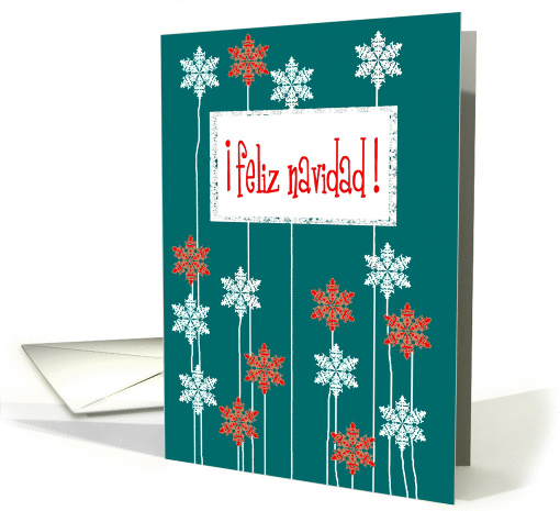 feliz navidad snowflakes green red white card (241508)