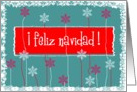 feliz navidad lace snowflakes green red white card