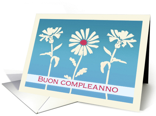 Buon Compleanno, Happy B9irthday in Italian, Floral Birthday card