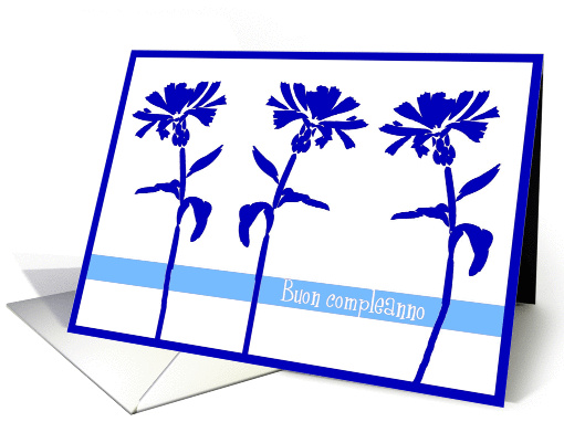 buon compleanno  blue floral italian birthday  card (241952)