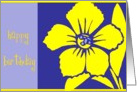 happy birthday hibiscus flower blue yellow card