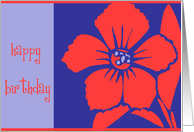 happy birthday hibiscus flower blue red card