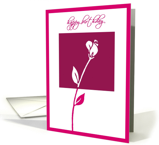 happy birthday rose pink red card (242162)