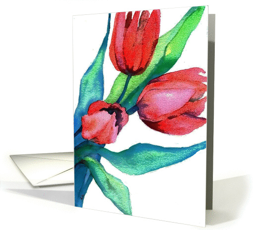 three red tulips card (246785)