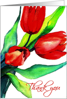 three red tulips thank u card