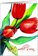 three red tulips get well soon card