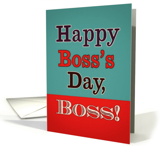 happy boss's day,boss, retro business card, teal and red card (247575)