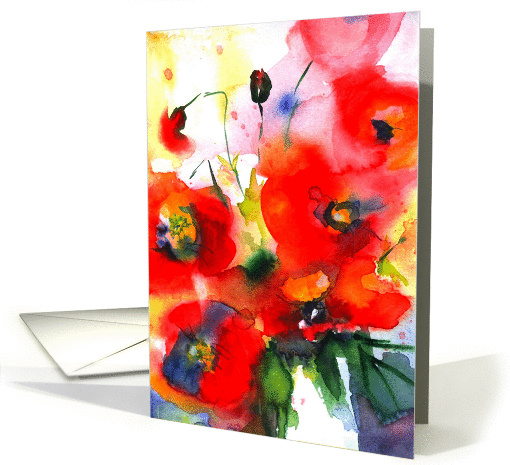 red poppies birthday card (248291)