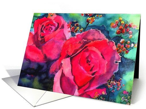 two red roses blank card (249461)