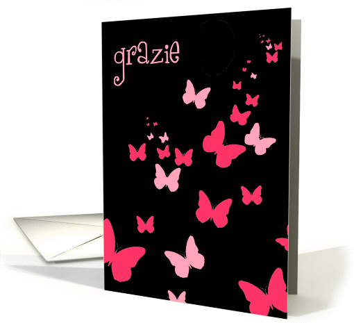 grazie butterflies pink card (250875)