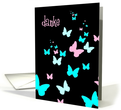 danke butterflies black turquoise card (250915)