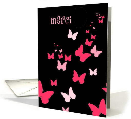 merci butterflies black pink card (250927)