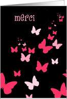 merci butterflies black pink card