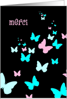 merci butterflies black turquoise card