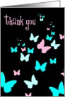 thank you butterflies black turquoise card