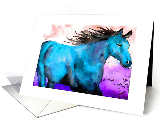 running horse blue purple card (250961)