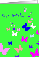 happy birthday little butterflies bright green card