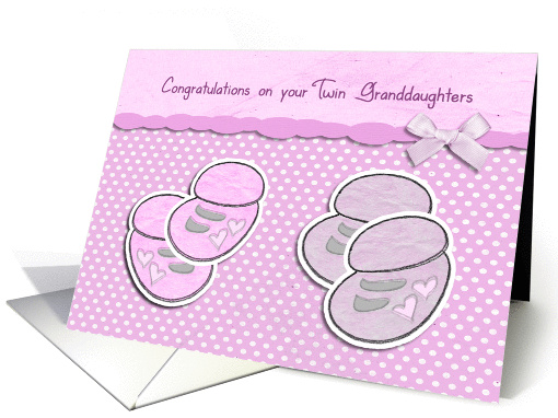 congratulations on your twin granddaughters, pink baby shoes card