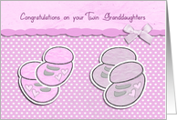 congratulations on your twin granddaughters, pink baby shoes card