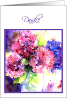 Hydrangea hortensie danke card