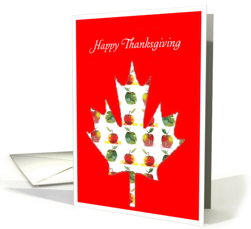Canadian Happy Thanksgiving, Maple Leaf with apples card (253425)
